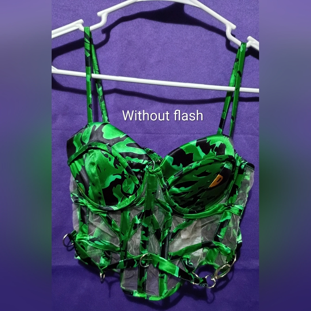 AKIRA Green and White Bustier Top